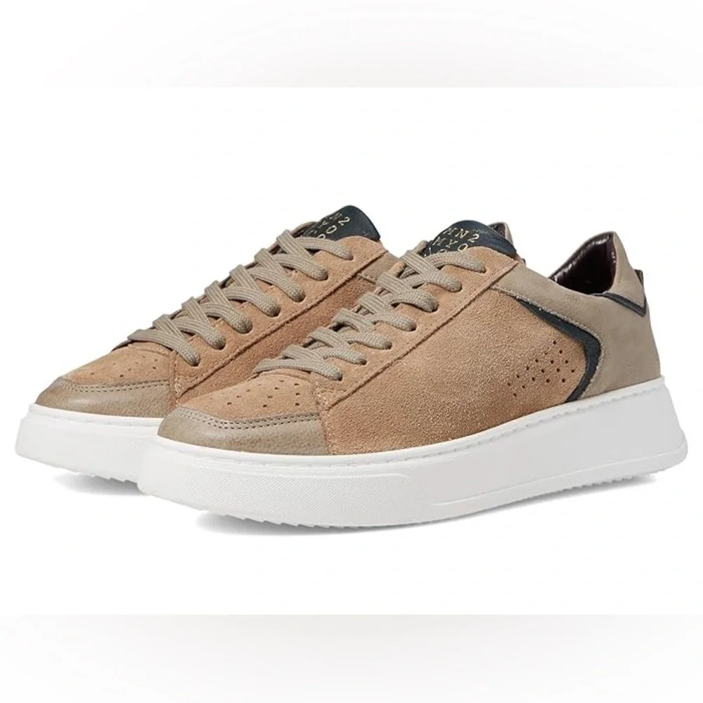 Miz Mooz Women's Tristian Tan & Green Leather Lace-Up Sneakers Size 8.5 Casual